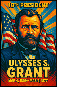 Ulysses S. Grant 18th President of the United States Colorful Comic Book Style Poster