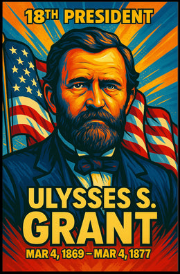 Ulysses S. Grant 18th President of the United States Colorful Comic Book Style Poster