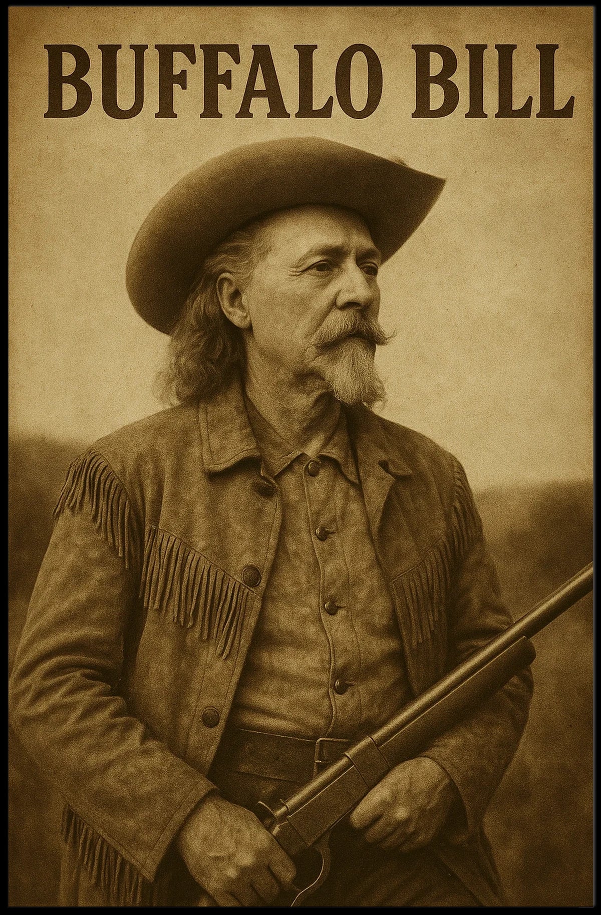 Legendary Western Hero Captivates in American Historical Poster