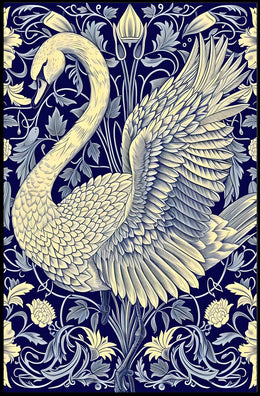 Elegant Swan and Floral Patterns Animal Poster