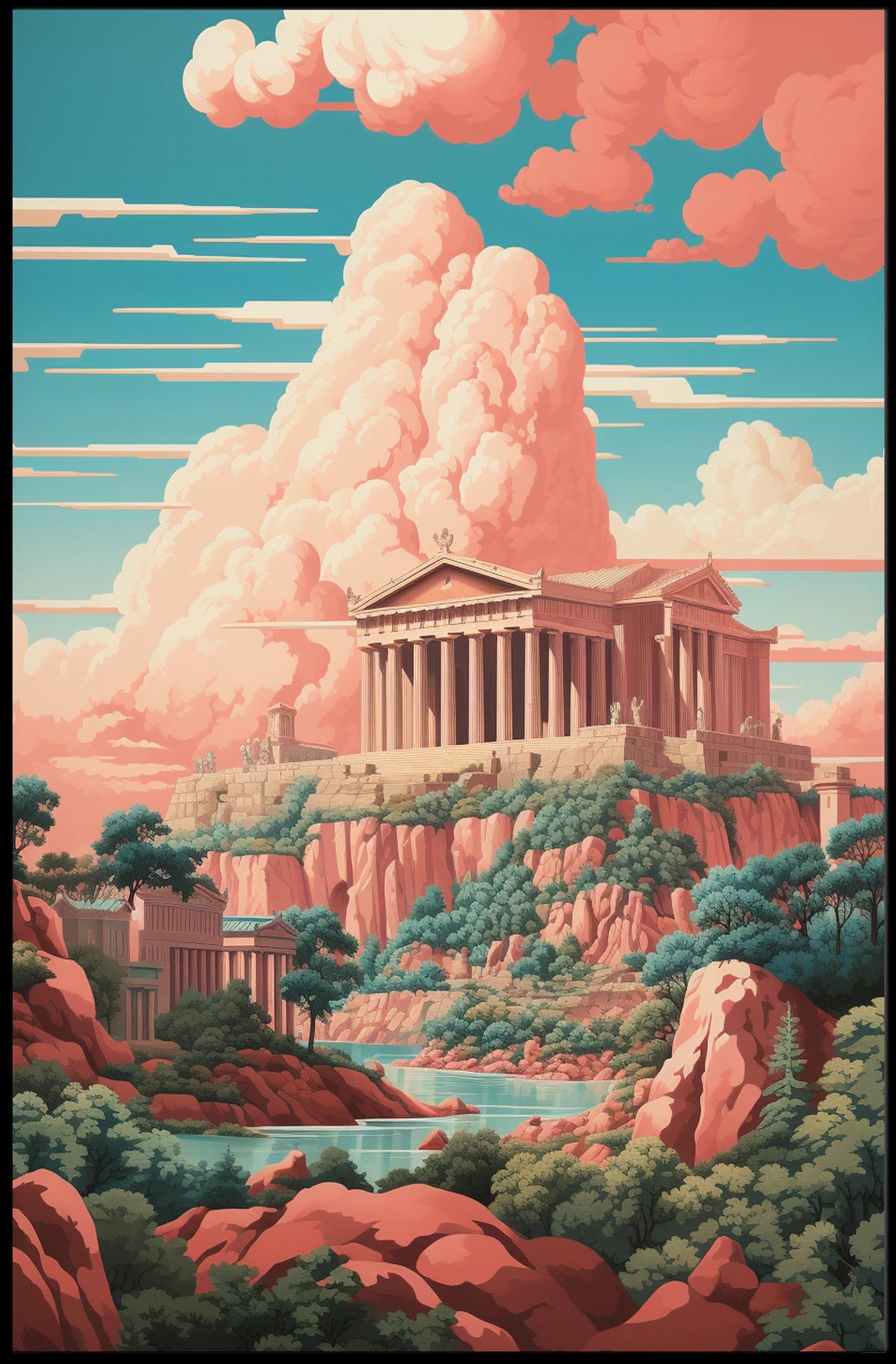 Ancient Greek Temple Surrealism Cultural or Heritage Poster