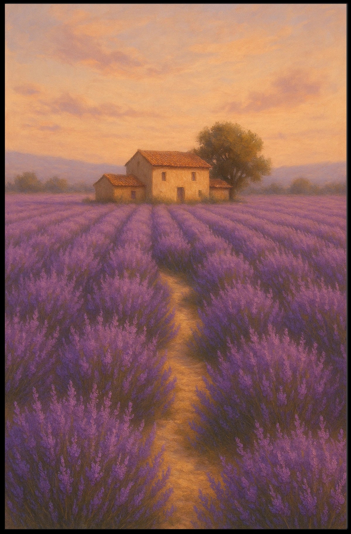 Lavender Fields at Sunset Poster