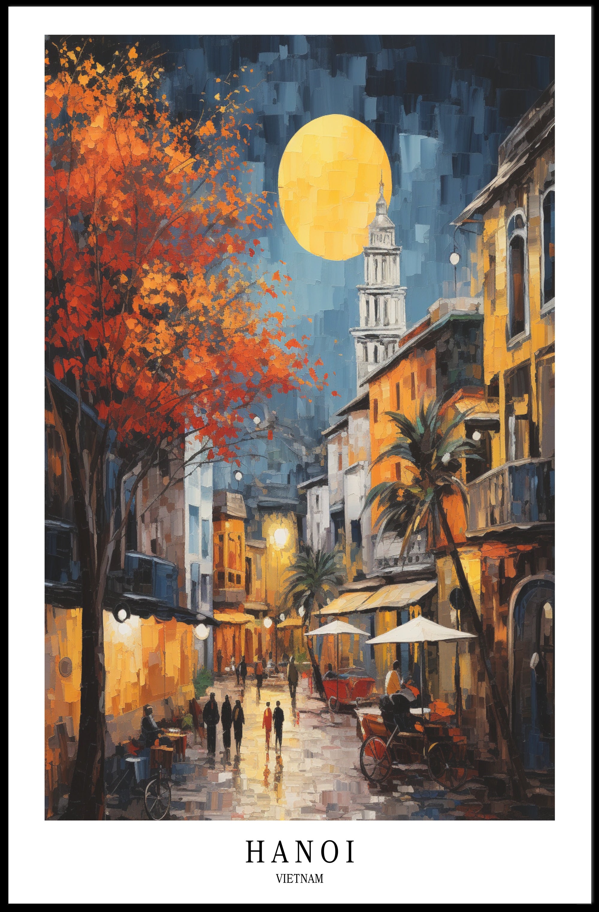 Vibrant Hanoi Evening Urban Cityscape Poster PosterGoat
