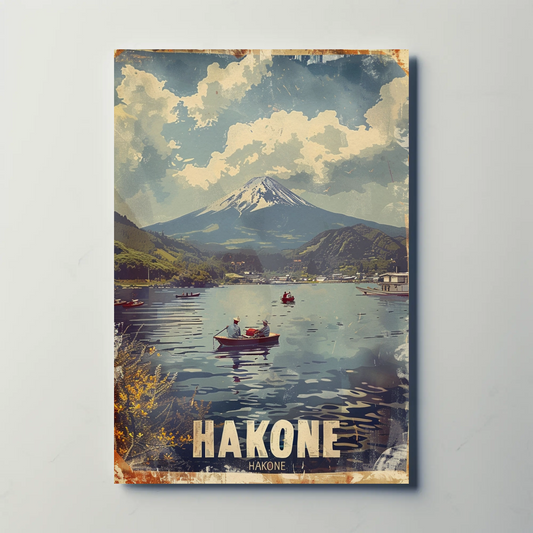 Hakone Japan Lake Mount Fuji Boats View Travel Poster