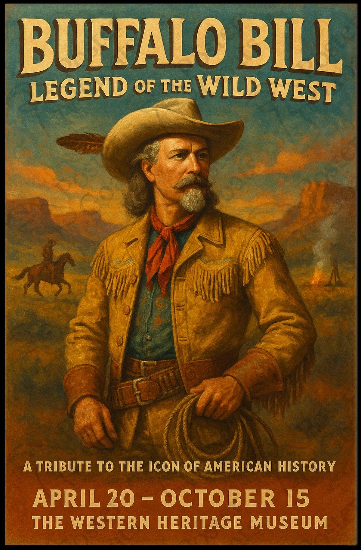 Buffalo Bill Vintage Americana Adventure Cultural Heritage Poster