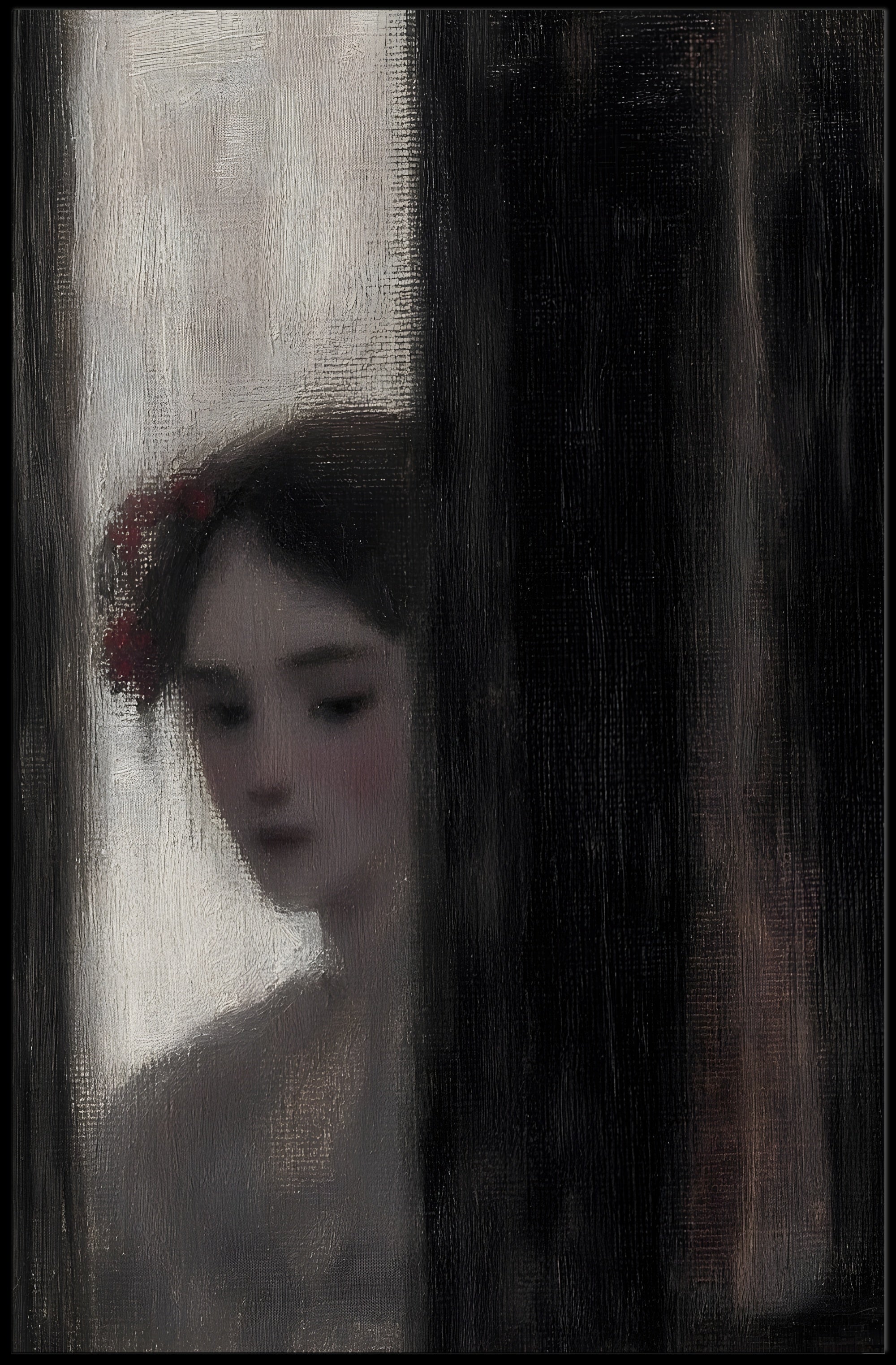 Contemplative Portrait of a Woman - Artistic Poster PosterGoat