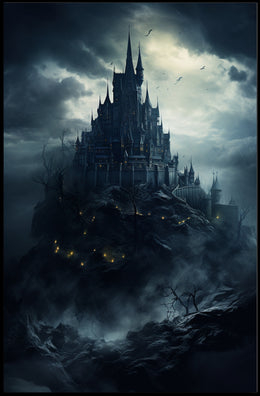 Mysterious Castle On A Stormy Night Poster