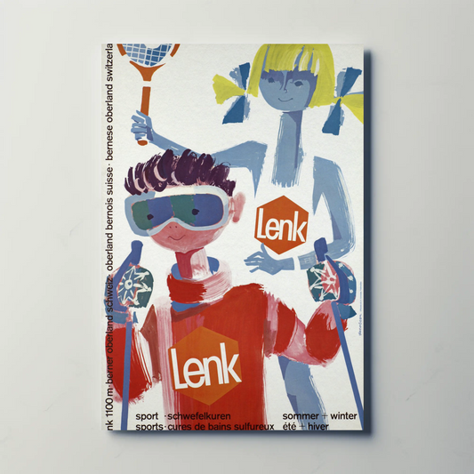 Lenk Switzerland Winter Summer Vintage Poster