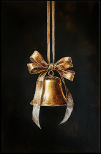 Golden Bell With Ribbon Poster