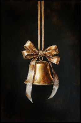 Golden Bell With Ribbon Poster