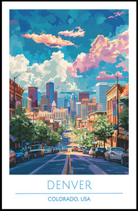 Denver Skyline Vibrance: Modern Urban Cityscape Poster