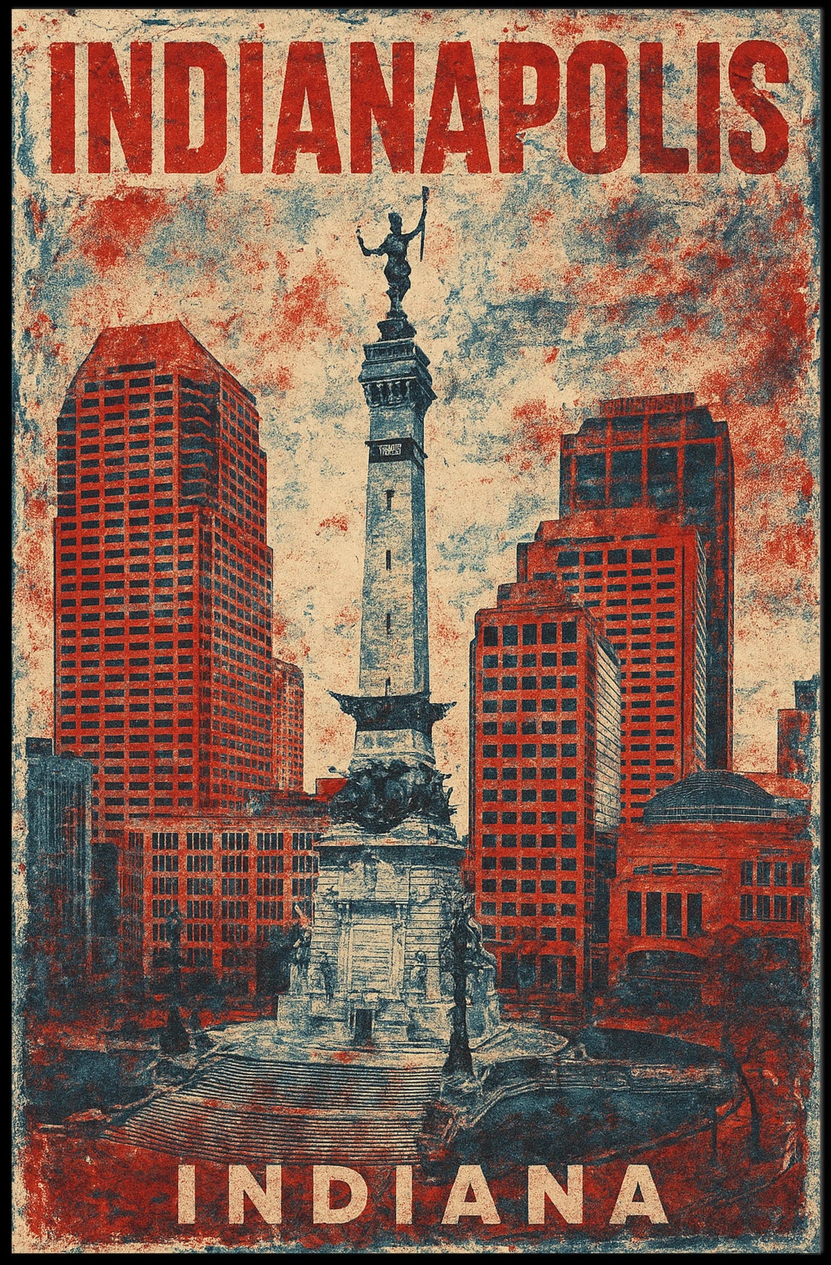 Indianapolis Monument Cityscape Retro Patriotic Poster