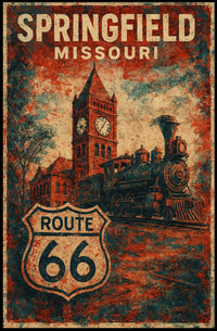 Route 66 Springfield Missouri Vintage Travel Poster