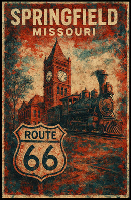 Route 66 Springfield Missouri Vintage Travel Poster