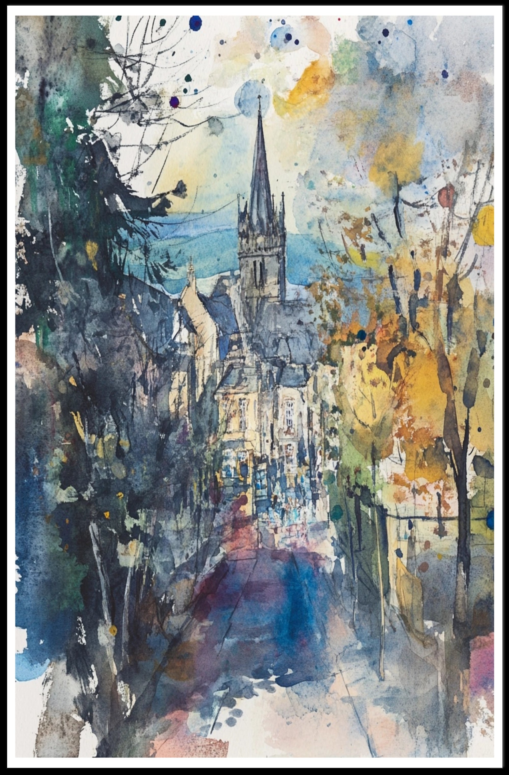 Autumn in Town Poster PosterGoat