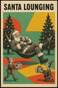 Santa Lounging: Vintage Christmas Poster Art