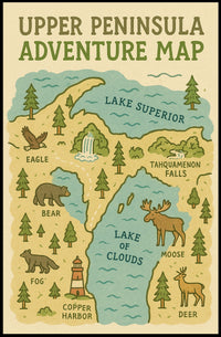Upper Peninsula Adventure Map Poster