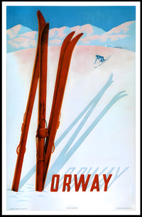Norwegian Winter Ski Adventure Vintage Travel Poster PosterGoat