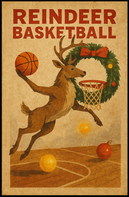 Reindeer Basketball Poster