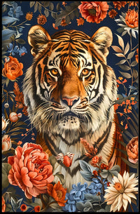 Majestic Tiger Wall Art Amidst Blossoms