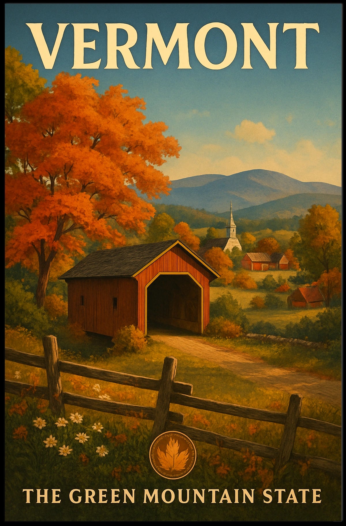 Vermont The Green Mountain State Poster