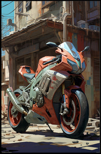 Urban Motorcycle Art Poster PosterGoat