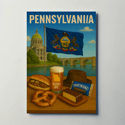 Pennsylvania Pretzel TastyKake Capitol Sandwich Travel Poster