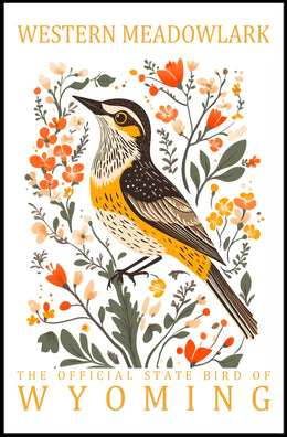 Western Meadowlark Wyoming State Bird Art Poster