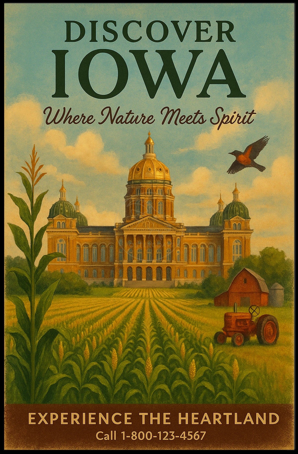 Iowa: Where Nature Meets Spirit - Travel Poster