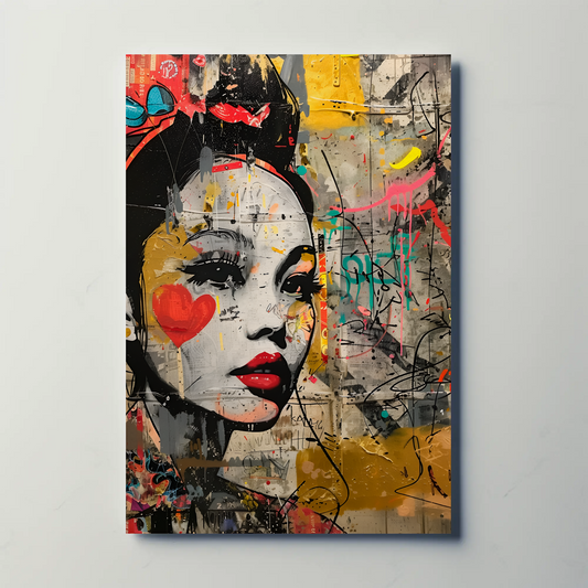 Graffiti Heart Face Pop Street Art Poster