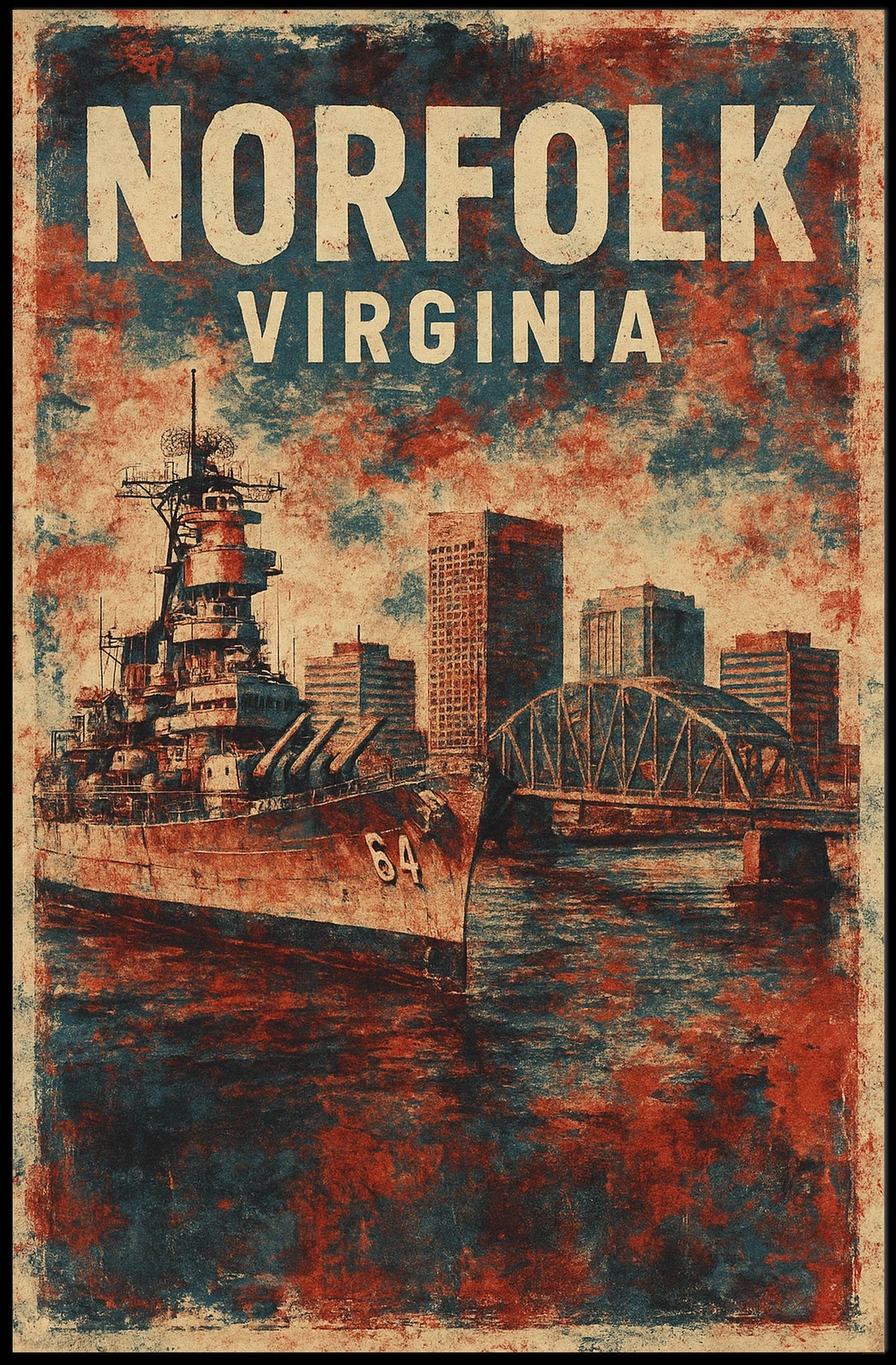 Norfolk Naval Heritage Vintage Collectors Poster