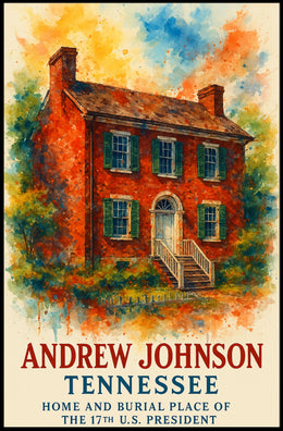 Andrew Johnson Historic Watercolor Poster, Patriotic Art