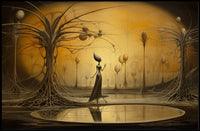 Surreal Dreamscape with Ethereal Figure: Fantasy Poster