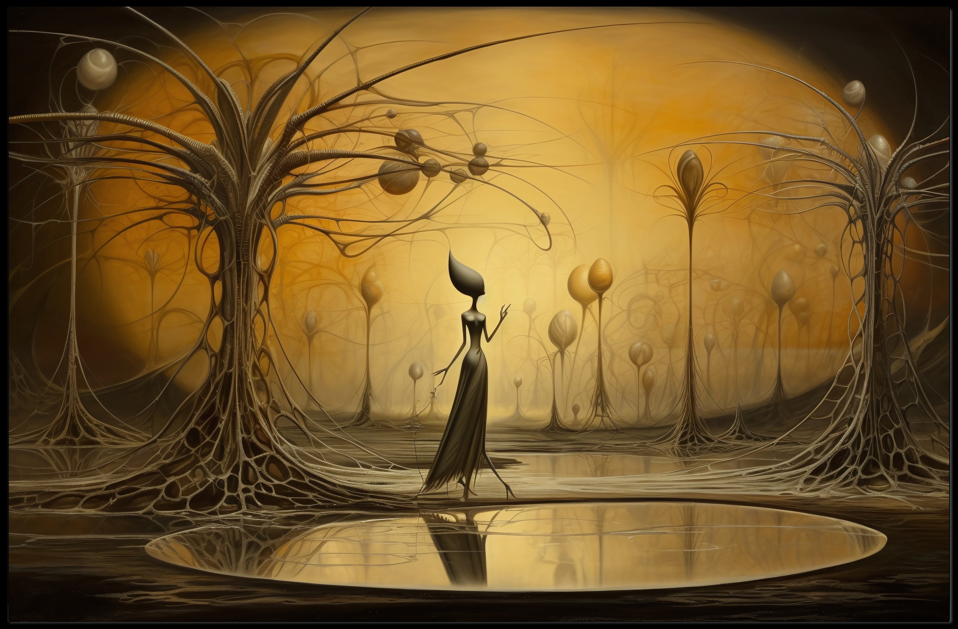 Surreal Dreamscape with Ethereal Figure: Fantasy Poster