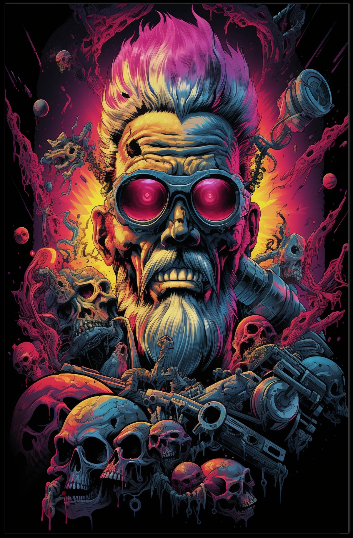 Futuristic Cyberpunk Rebellion Poster: Neon Adventure Art