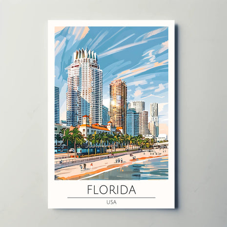 Florida Coastal Cityscape Travel Poster