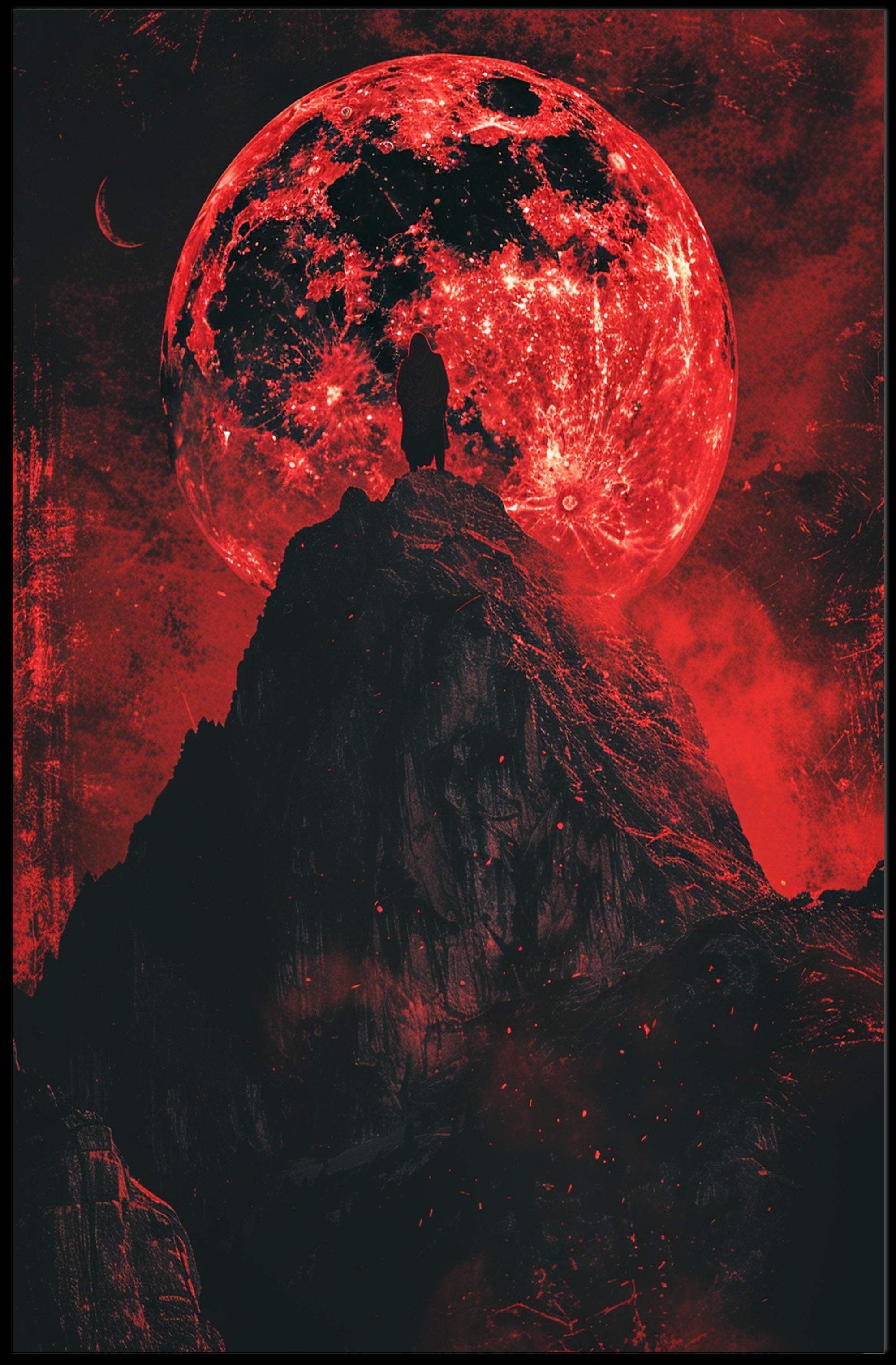 Dramatic Lunar Scene with Solitary Figure Fantasy or Mythology Poster PosterGoat
