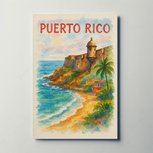 Puerto Rico Coastal Fort Travel Poster