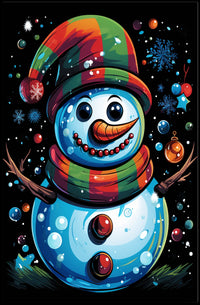 Whimsical Snowman Christmas Wonderland Artistic Poster