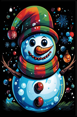 Whimsical Snowman Christmas Wonderland Artistic Poster