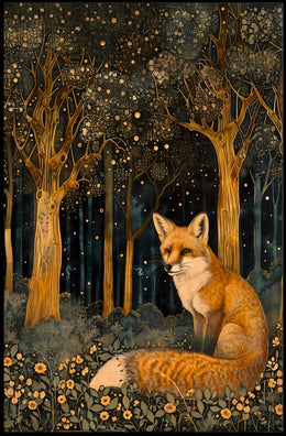 Whimsical Fox in Enchanted Forest Fantasy or Mythology Poster