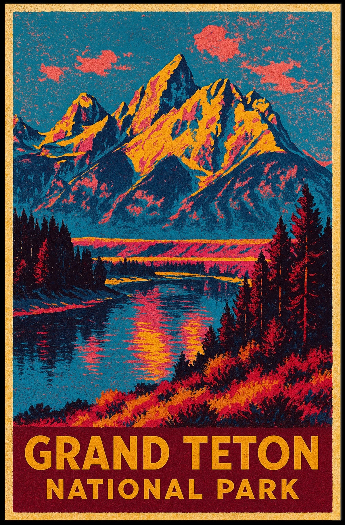 Grand Teton Adventure Vintage Poster