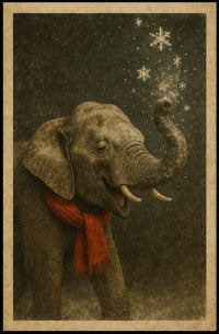 Winter Elephant Delight Poster