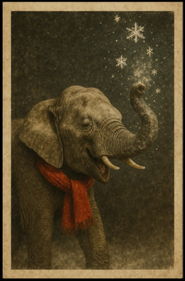 Winter Elephant Delight Poster