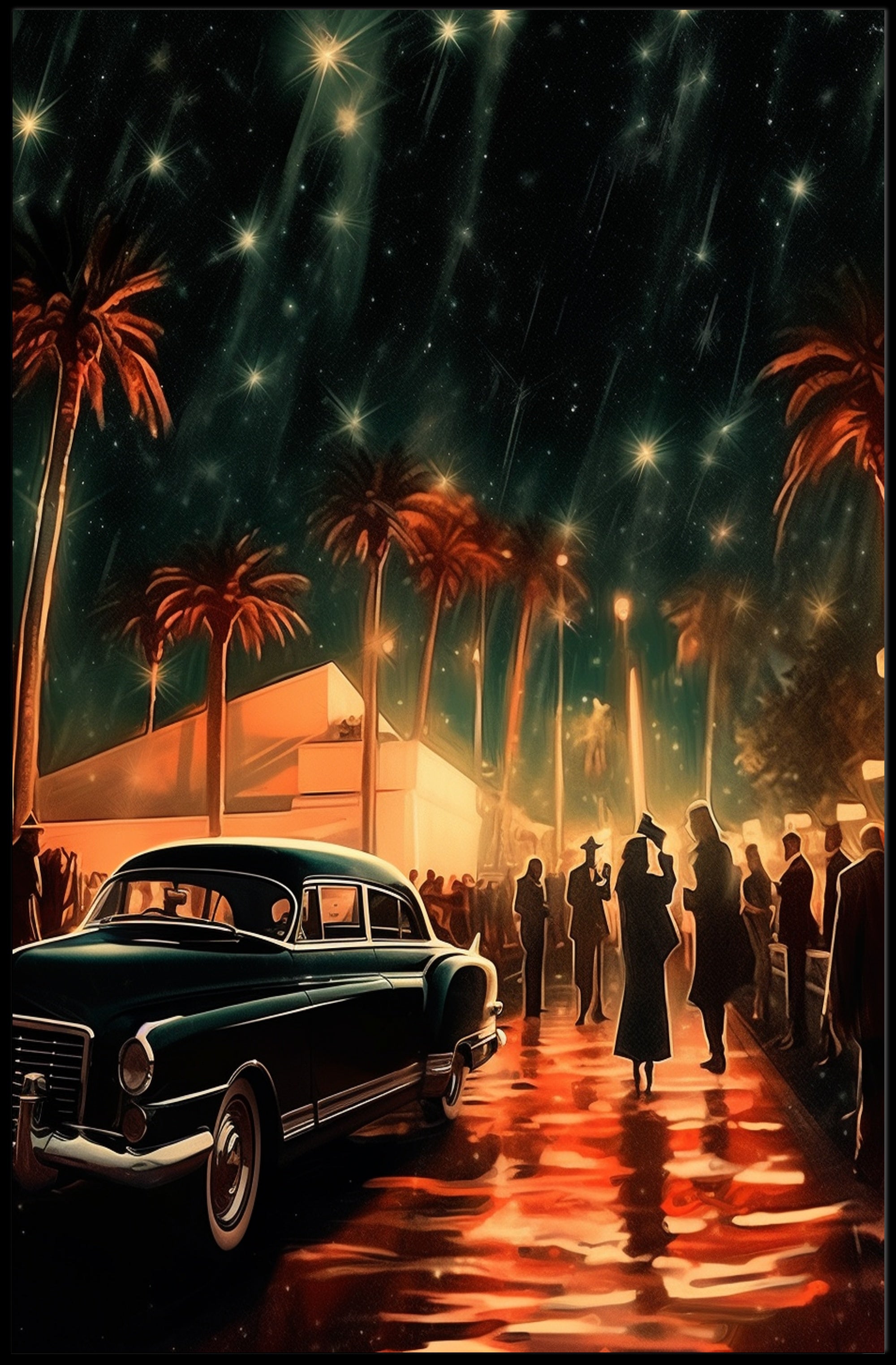 Vintage Hollywood Night Poster