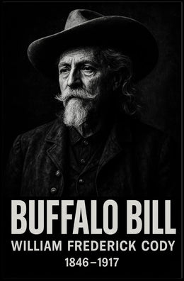 Buffalo Bill Monochrome Portrait for Cultural Heritage Poster