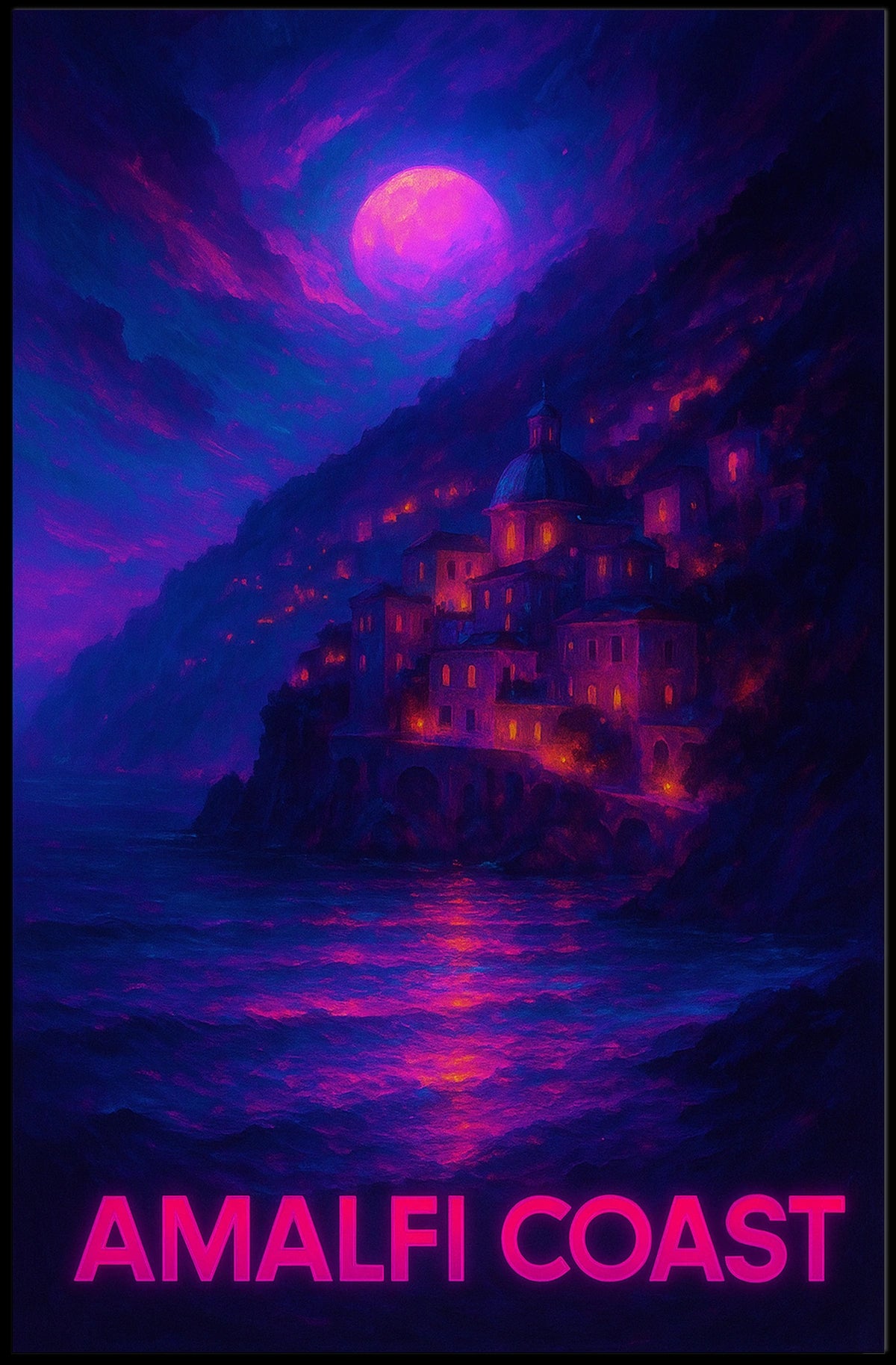 Amalfi Coast Enchanting Nightscape Poster
