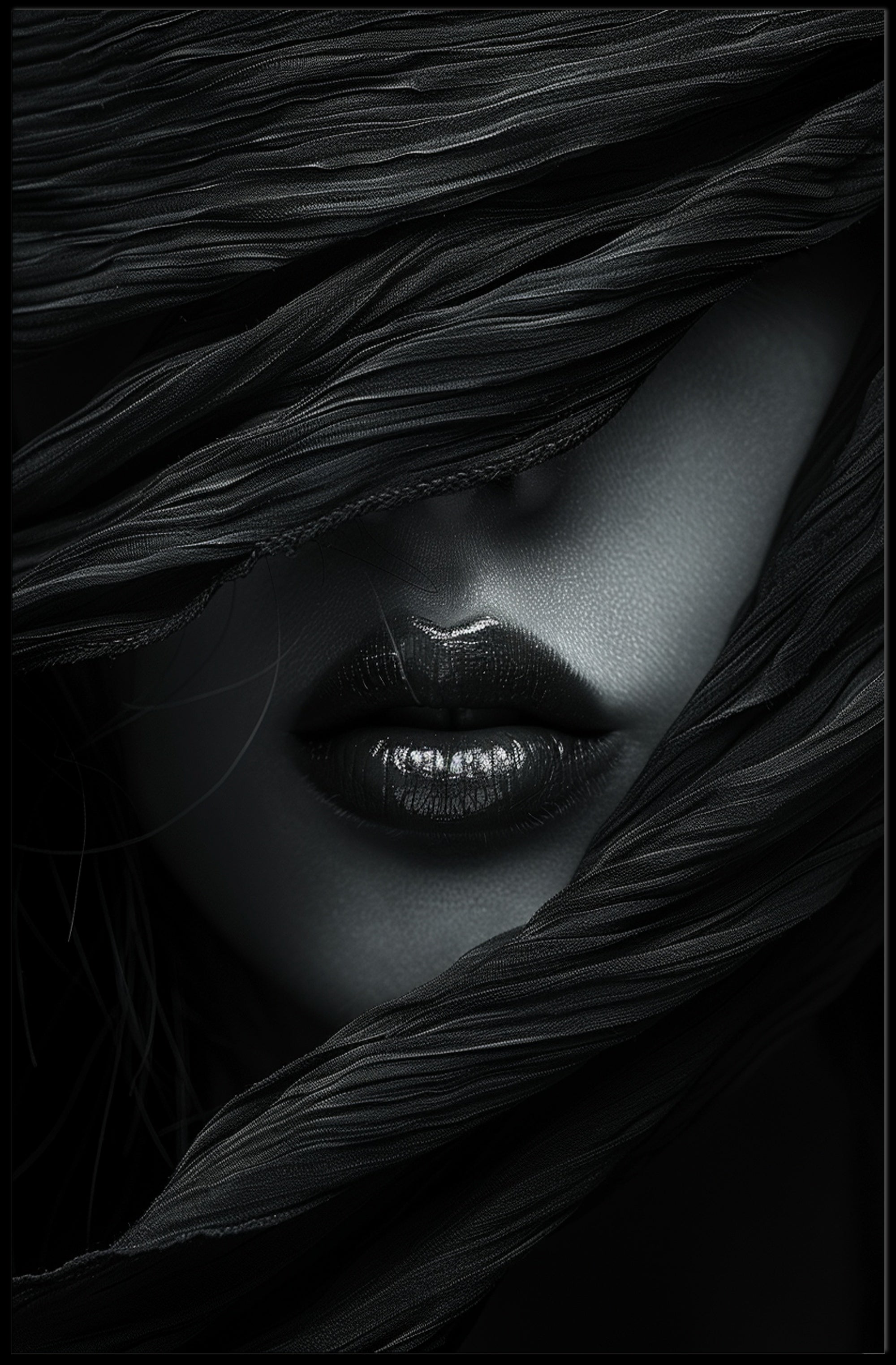 Sultry Enigma Monochrome Art Print - Artistic Poster PosterGoat