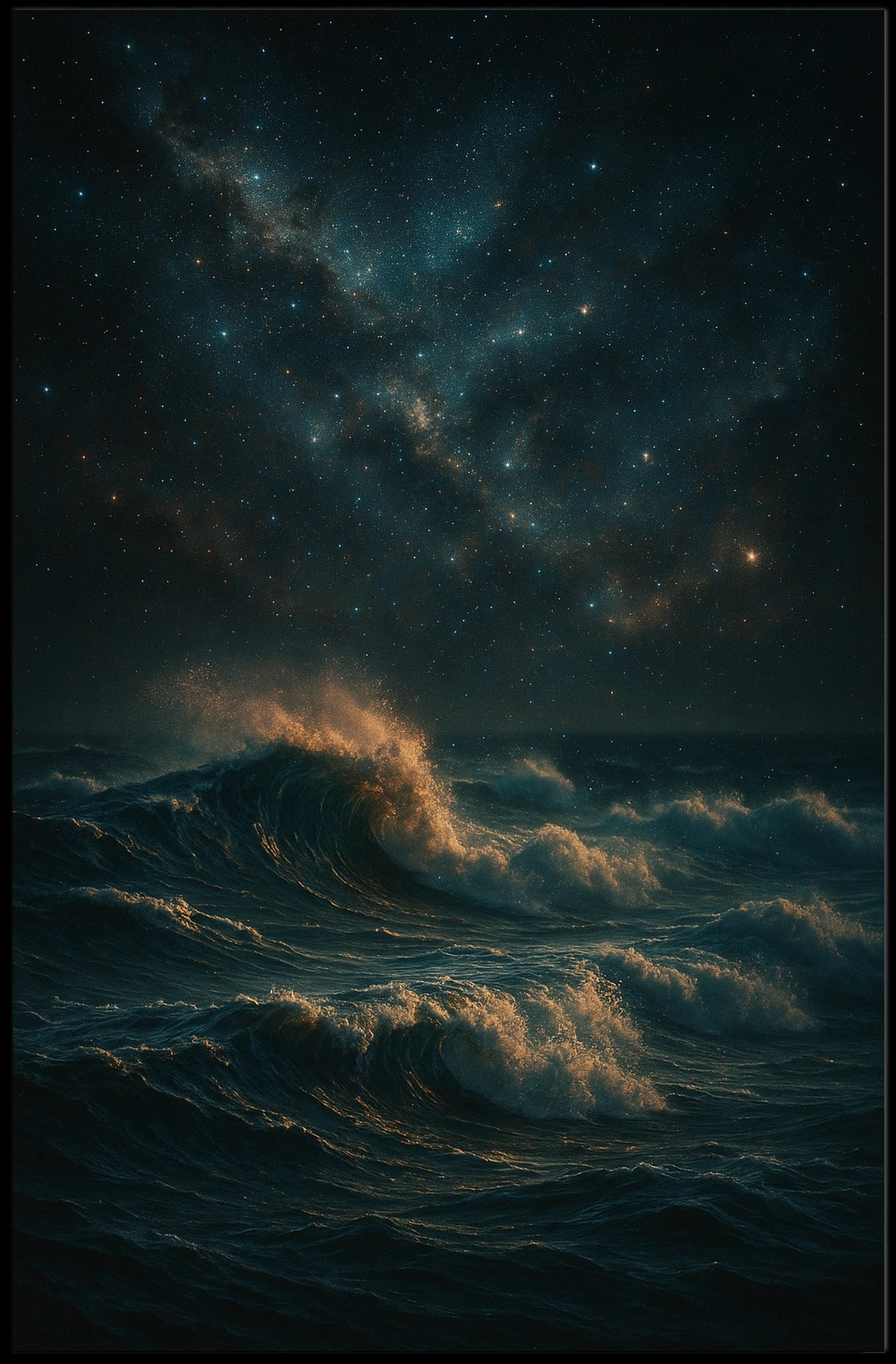 Ocean and Night Sky Convergence: Space or Astronomy Poster