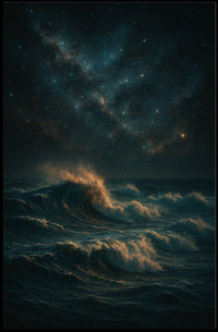 Ocean and Night Sky Convergence: Space or Astronomy Poster